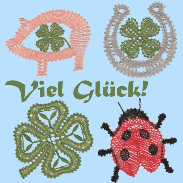 527 Klöppelbrief 4 Motive "Viel Glück!"
